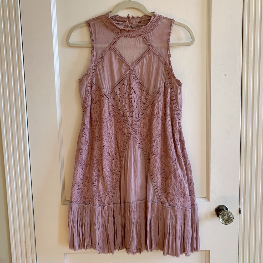 Free People Purple Lace Tunic Dress